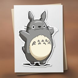 A delightful water bottle sticker design featuring Totoro from Studio Ghibli in a dancing pose