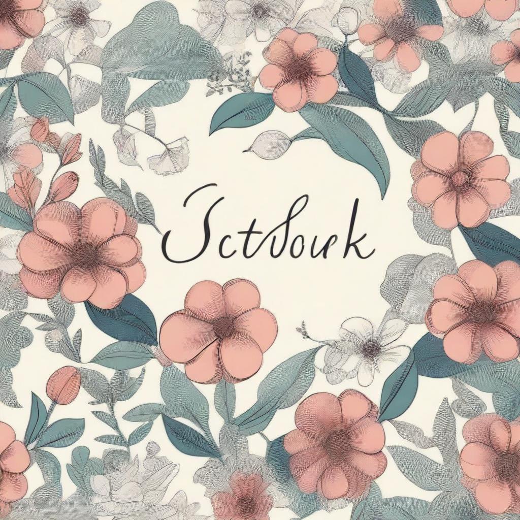 A beautiful floral pattern with delicate hand writing that reads 'sketchbook for illustration'