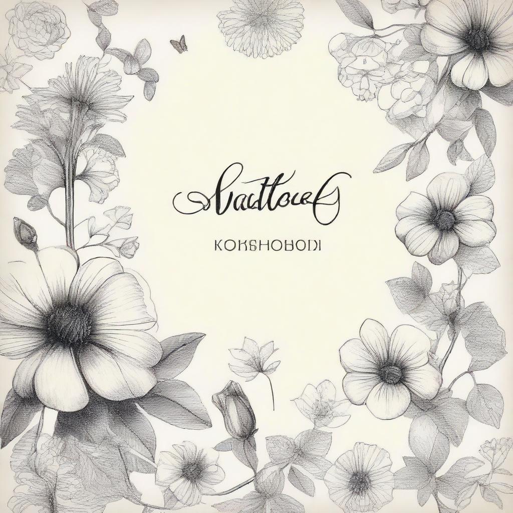 A beautiful floral pattern with delicate hand writing that reads 'sketchbook for illustration'