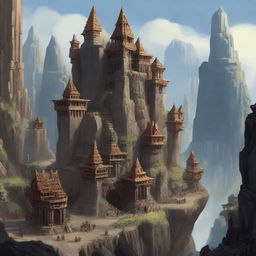 A large dwarf city built on the side of a towering cliff