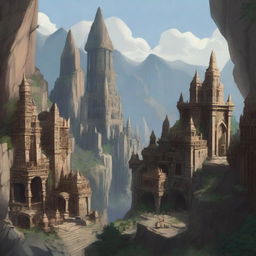 A large dwarf city built on the side of a towering cliff