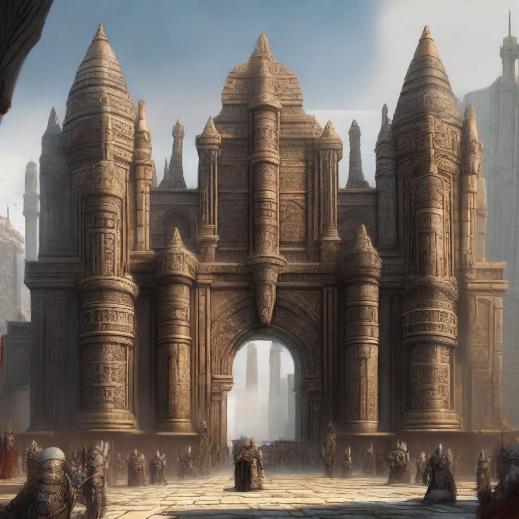 A grand gate of a large dwarf city