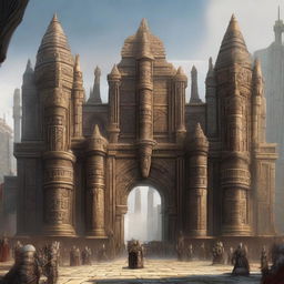 A grand gate of a large dwarf city