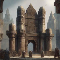 A grand gate of a large dwarf city