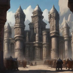 A grand gate of a large dwarf city