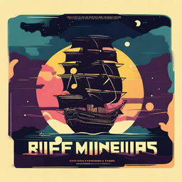 Create a minimalist movie poster for a solarpunk Kamigawa style anime movie titled "Riff Runners" in a bold font