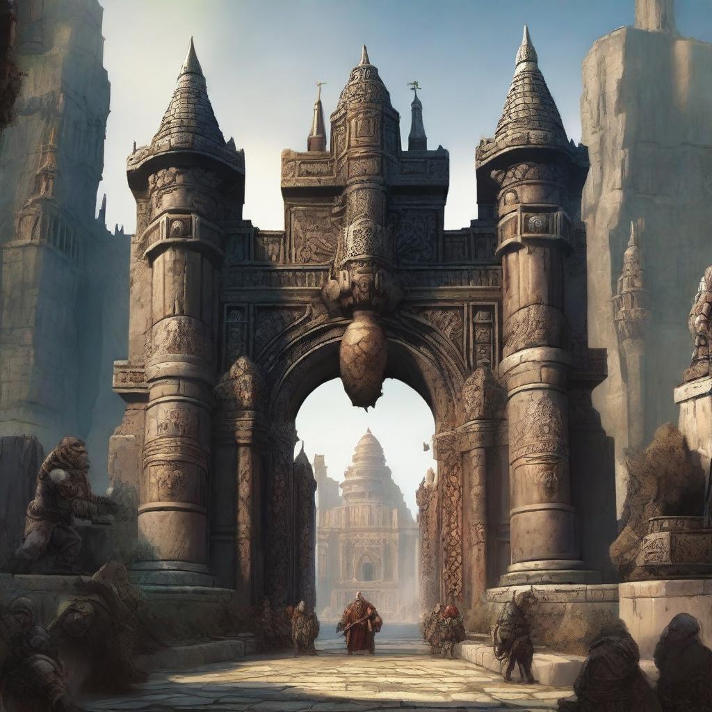 A majestic gate of a dwarf city