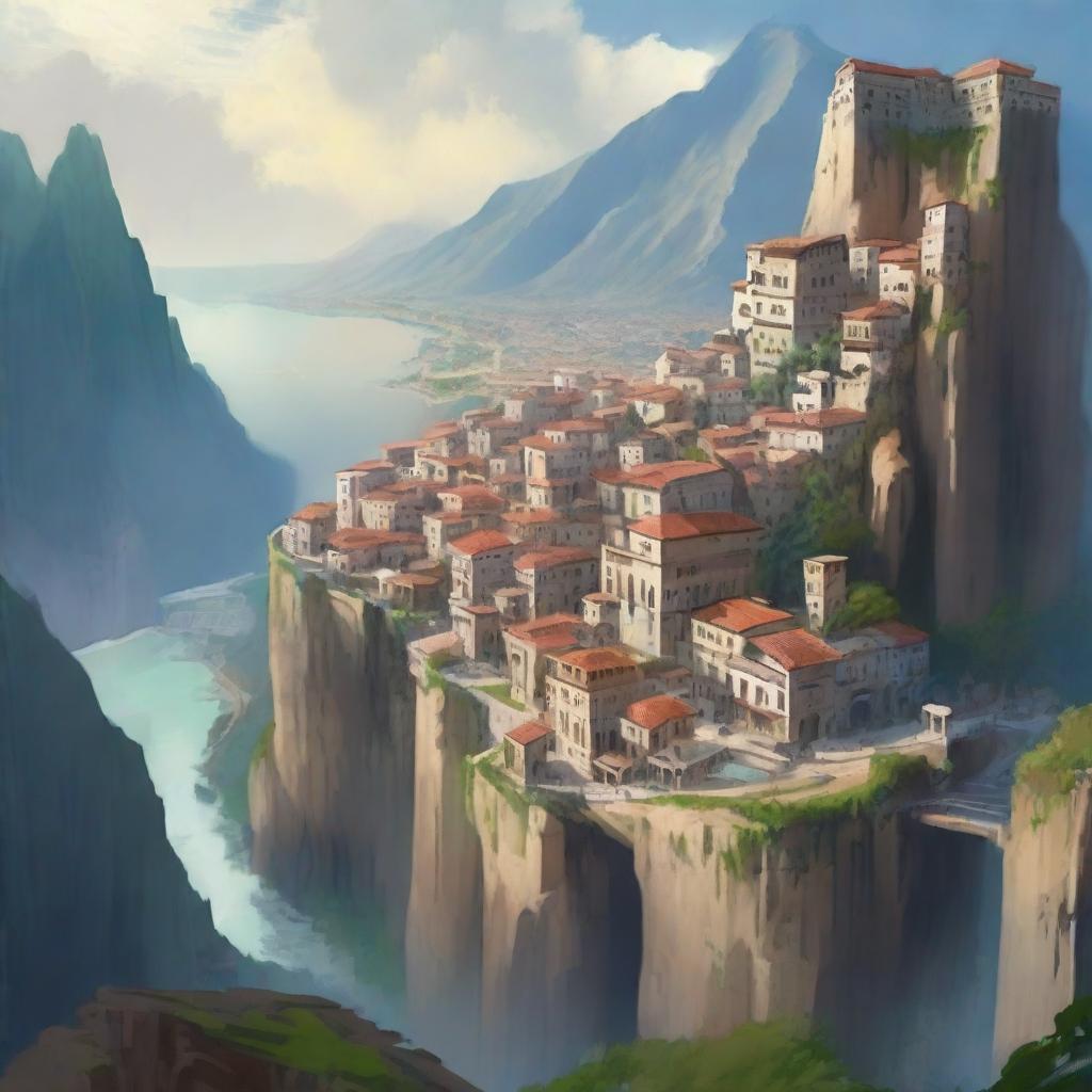 A breathtaking view of a city built on the edge of a steep cliff