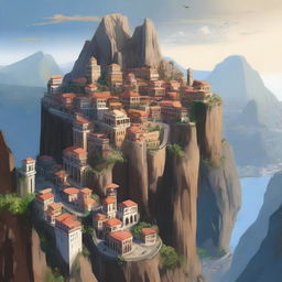 A breathtaking view of a city built on the edge of a steep cliff