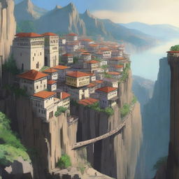 A breathtaking view of a city built on the edge of a steep cliff