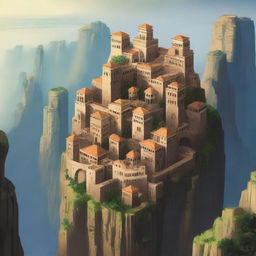 A magnificent giant walled city built on the edge of a towering cliff