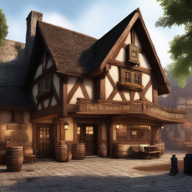 A large medieval city tavern named 'The Bitter Prince'