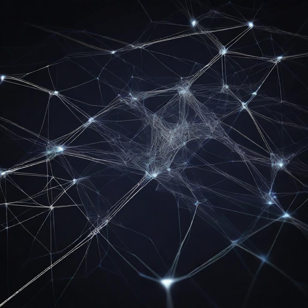 A mysterious, abstract representation of unseen connections, featuring a network of glowing lines and nodes