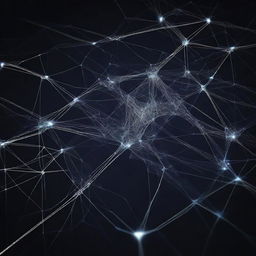 A mysterious, abstract representation of unseen connections, featuring a network of glowing lines and nodes