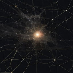 A mysterious, abstract representation of unseen connections, featuring a network of glowing lines and nodes