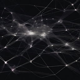 A mysterious, abstract representation of unseen connections, featuring a network of glowing lines and nodes