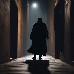 A mysterious scene titled 'Shadows Collide,' depicting two shadowy figures clashing in a moonlit alley