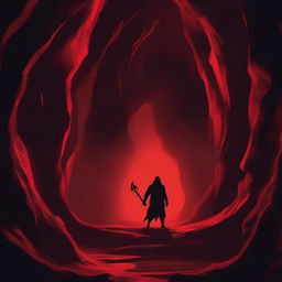 An intense scene titled 'Chapter 17: The Demon's Lair,' showing a hero entering a dark, sinister cave filled with eerie red light