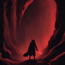 An intense scene titled 'Chapter 17: The Demon's Lair,' showing a hero entering a dark, sinister cave filled with eerie red light