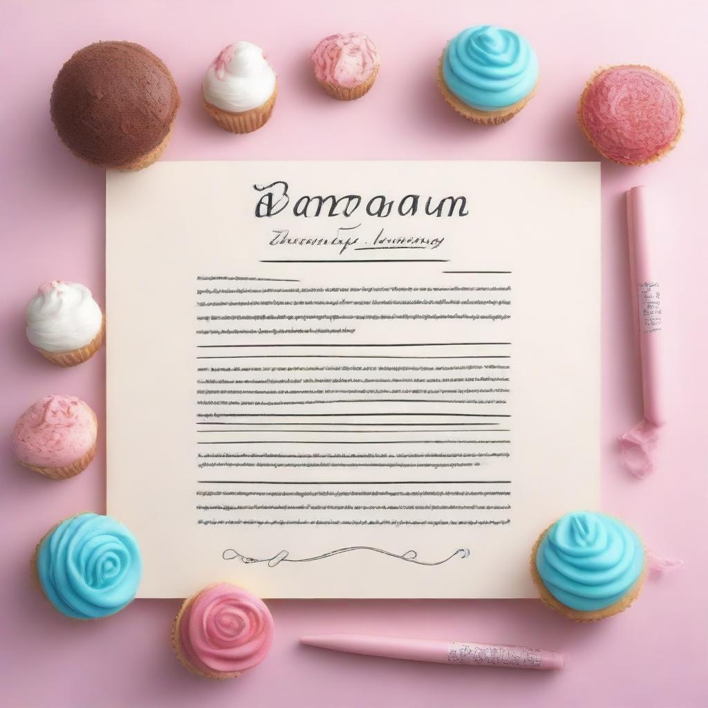 A whimsical contract document with frosting piped around the edges