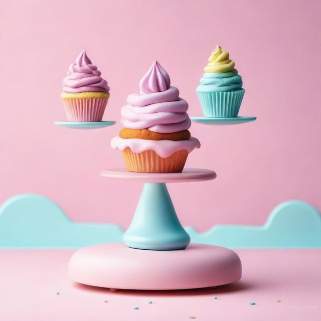 A scale balancing a cupcake on one side and a big company on the other