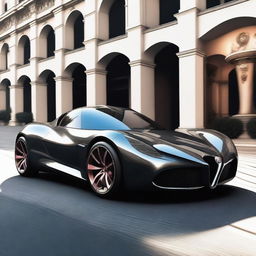 A sleek and futuristic concept car from Alfa Romeo, featuring smooth lines, advanced aerodynamics, and a luxurious interior