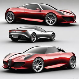 A sleek and futuristic concept car from Alfa Romeo, featuring smooth lines, advanced aerodynamics, and a luxurious interior