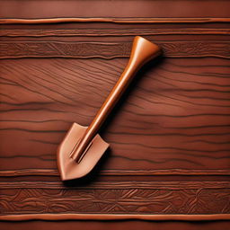 A strip of leather embossed with a design of a shovel and pickaxe overlapping each other