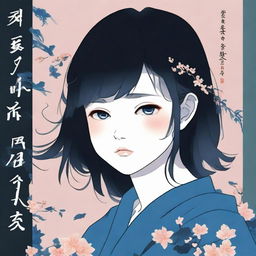 A depressing book cover about love, pain, attachment, and emptiness, in a Japanese style