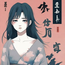 A depressing book cover about love, pain, attachment, and emptiness, in a Japanese style