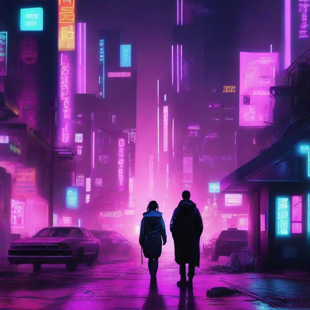 A depressing book cover about love, pain, attachment, and emptiness in a cyberpunk style