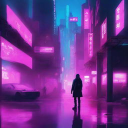 A depressing book cover about love, pain, attachment, and emptiness in a cyberpunk style