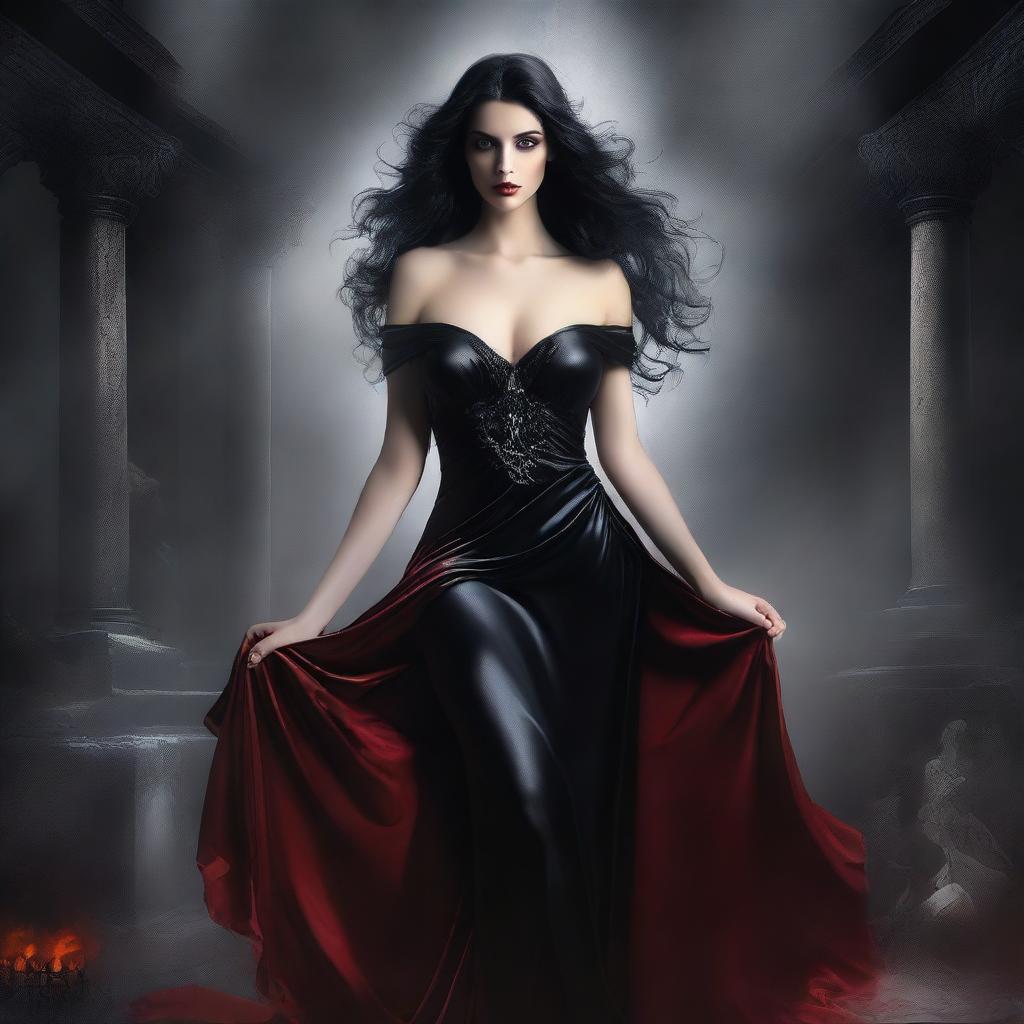 A sexy dark fantasy romance book cover set in the underworld