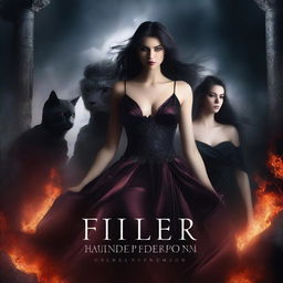 A sexy fantasy romance book cover set in the underworld