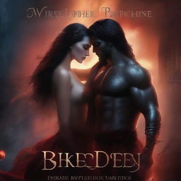 A book cover featuring a fantasy romance scene set in the underworld hellscape