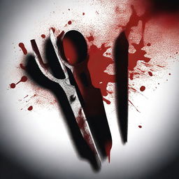 A digital art image of a pair of scissors with blood dripping from the blades