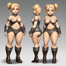 Create an image of a shortstack dwarf woman with a sexy, curvy body