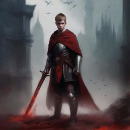 Create a dark fantasy book cover, digital painting, for 'The Blood of the Heir' by I