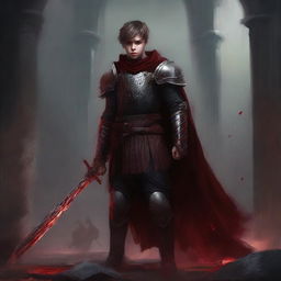 Create a dark fantasy book cover, digital painting, for 'The Blood of the Heir' by I