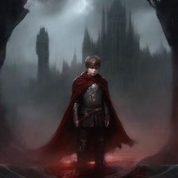 Create a dark fantasy book cover, digital painting, for 'The Blood of the Heir' by I