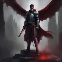 Create a dark fantasy book cover, digital painting, for 'The Blood of the Heir' by I