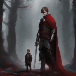 Create a dark fantasy book cover, digital painting, for 'The Blood of the Heir' by I