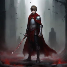 Create a dark fantasy book cover, digital painting, for 'The Blood of the Heir' by I