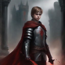 Create a dark fantasy book cover, digital painting, for 'The Blood of the Heir' by I