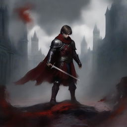 Create a dark fantasy book cover, digital painting, for 'The Blood of the Heir' by I