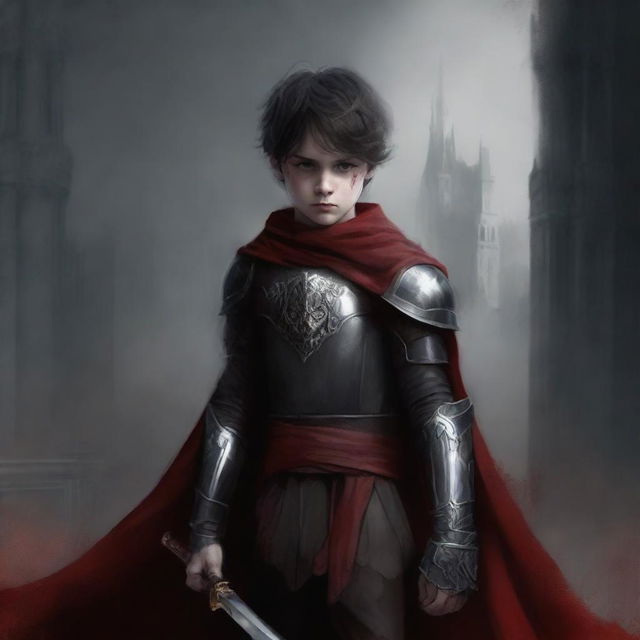 Create a dark fantasy book cover in the style of a digital painting for 'The Blood of the Heir' by I