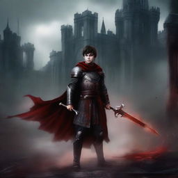 Create a dark fantasy book cover in the style of a digital painting for 'The Blood of the Heir' by I