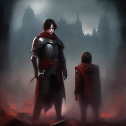 Create a dark fantasy book cover in the style of a digital painting for 'The Blood of the Heir' by I