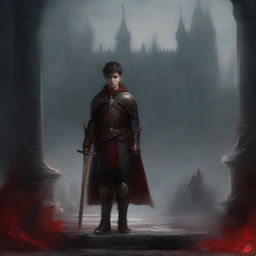 Create a dark fantasy book cover, digital painting, for 'The Blood of the Heir' by I