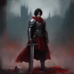 Create a dark fantasy book cover, digital painting, for 'The Blood of the Heir' by I